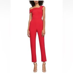 BCBGMAXAZRIA RED BERRY HAIDA ONE-SHOULDER JUMPSUIT BYM9E076/L544W